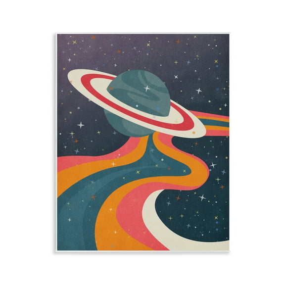 Stupell Industries Retro Space Planet Astrology & Stars Painting Unframed Art Print Wall Art, 11 x 14
