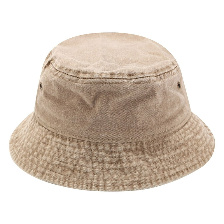 Huaai Bucket Hats Summer Bucket Hats for Women Washed Summer Sun Beach Fishing Cap Khaki, adult Unisex, Size: One Size
