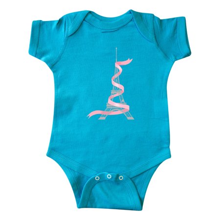 

Inktastic White Eiffel Tower with Pink Ribbon Gift Baby Boy or Baby Girl Bodysuit