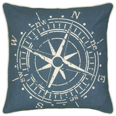 Rizzy Home  Navy Blue and Ivory Nautical Throw Pillow