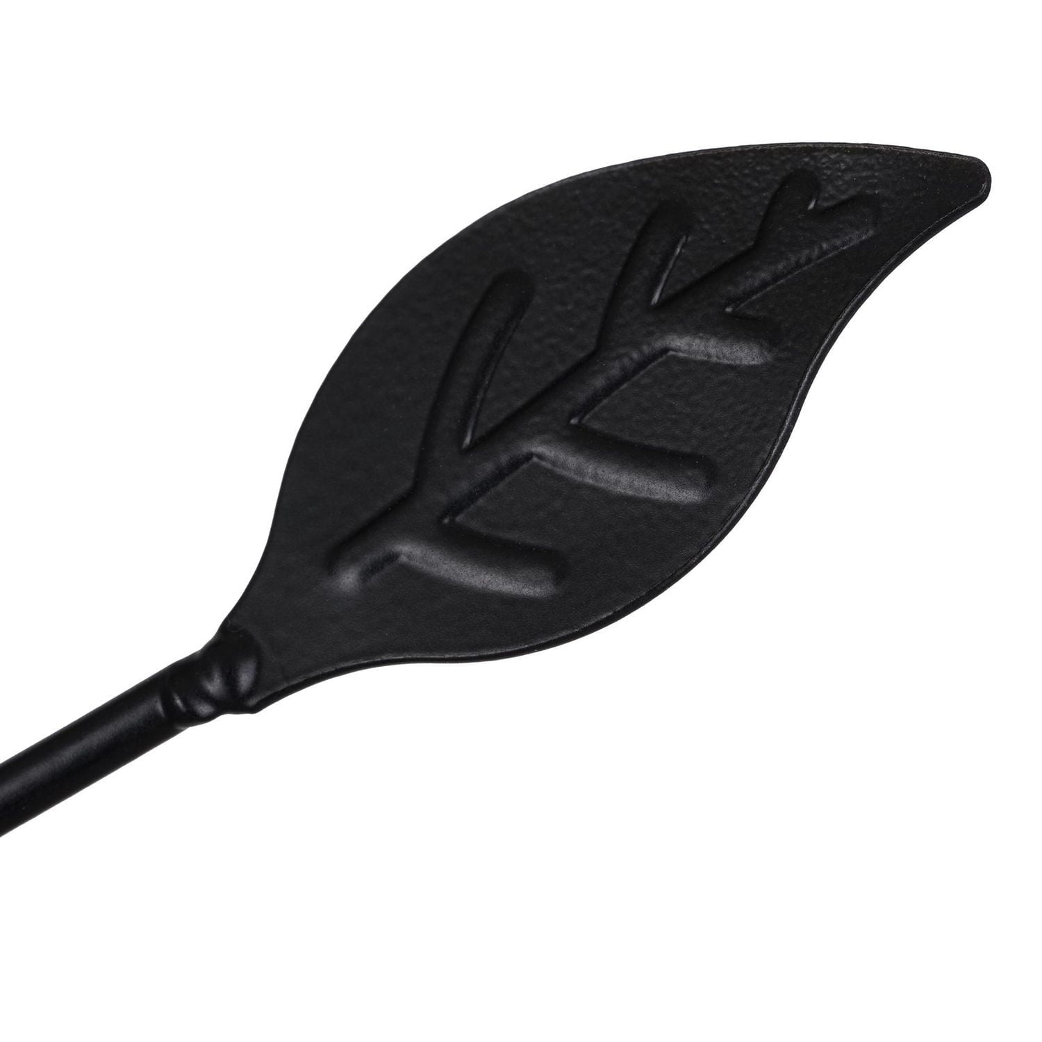 Home Trends 15.5" Matte Black Metal Table Lamp with Leaf Detail and Patterned Fabric Shade in Cream