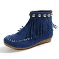 thumbnail image 1 of Bottines pour Femmes Mode Imprimé Animal Bottines avec Lacets Franges Fermeture Éclair Bottines Courtes pour Femmes avec Talon Haut pour Femmes Bout Rond Chaussures Plates Bottes de Vache pour Femmes, 1 of 7