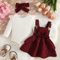 thumbnail image 2 of Baby Toddler Girl 2Pcs Fall Spring Clothes Set Long Sleeve Crewneck Tops Heart Bow Suspender Skirt With Headband Outfit Sets Kaprioy Girls Clothes Fall Winter, 2 of 8