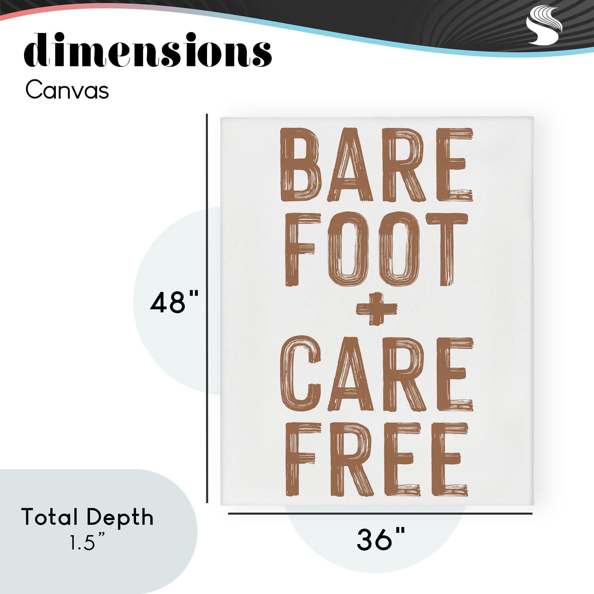 Barefoot Carefree Summer Sentiment Canvas Wall Art, design by Lettered and Lined