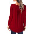 thumbnail image 3 of Usmixi Tunic Tops for Women Womens Pullover Tunic Tops Casual Solid Flowy Pleated Swing Button up Ladies Henley Shirts Winter Long Sleeve Plain Casual Tunic Tops Tops, 3 of 5