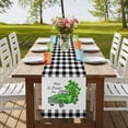 thumbnail image 4 of Table Runners 70 Inches Long Dress Scarves, St. Patrick's Day Farmhouse Coffee/Dining/Kitchen Table Decor, Holiday Table Runner, Spring Three Leaf Grass Truck Black Plaid 13x70 Inch, 4 of 9