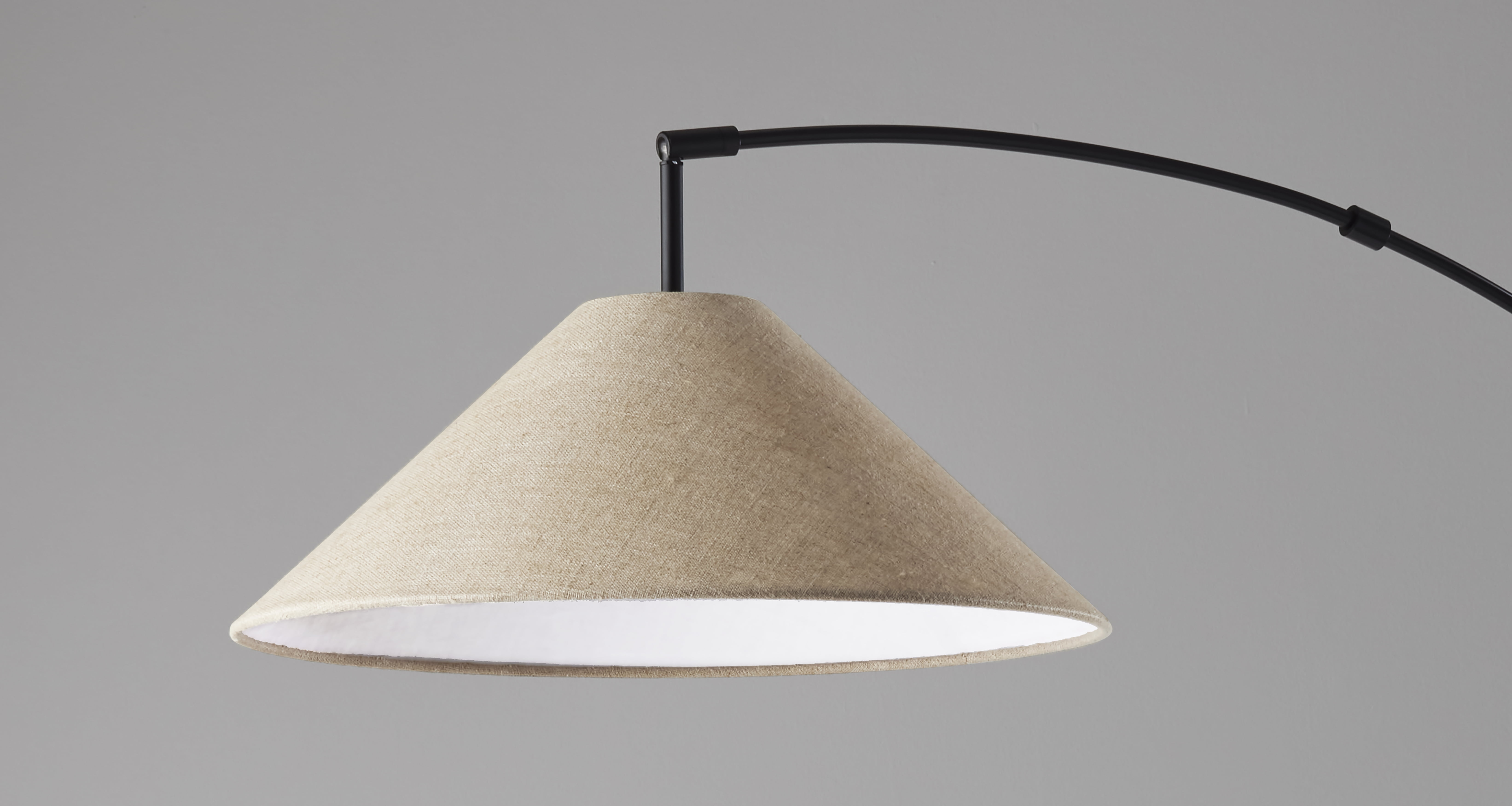Adesso Braxton Arc Lamp, Dark Bronze, Light Brown Textured Fabric Shade