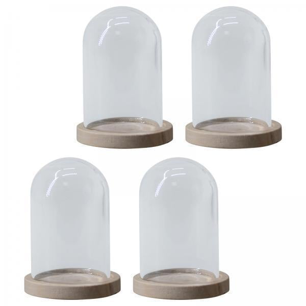 Paquete de 2-5 unidades, contenedor de cúpula de campana de cristal transparente de 4 piezas con tapa para decoración de oficina 2 piezas Fernando Cúpula transparente