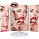 thumbnail image 1 of CHAO Espejo de maquillaje con luces LED, espejo cosmético de tocador con 22 luces LED con pantalla táctil, aumento triple 2x 3x 10x, rotación libre de 180,, 1 of 5
