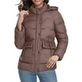 thumbnail image 5 of Roncen Women's Solid Color Stand Collar Zip-Up Hooded Parka - Detachable Hood Winter Coat with Dual Pockets, Long Sleeve Warm Outerwear for Cold Weather, 5 of 8