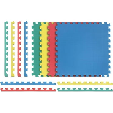 Norsk Solid Color Multi-Purpose Foam Flooring - EVA Foam Interlocking Tiles (Multi Color, 16 Tiles - 64 Sq. Ft)