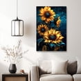 thumbnail image 3 of “Golden Sunflowers on Dark Blue Glowing Backdrop” Gothic Canvas Wall Art Ready to Hang for Living Room and Bedroom, 3 of 8