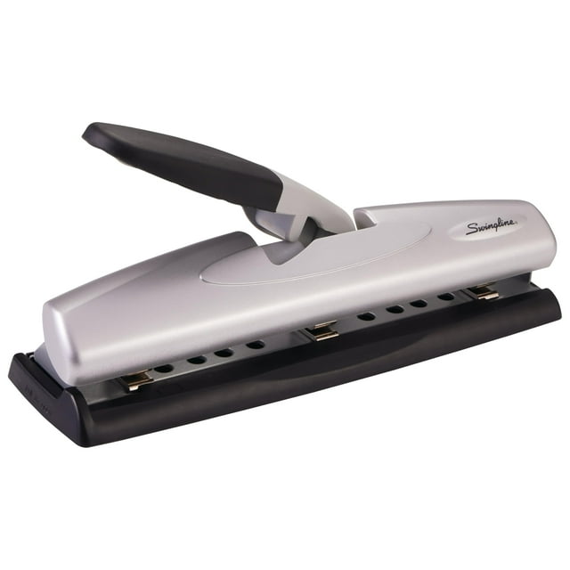 Escritorio Hole Punch Swingline con capacidad para 12 hojas, color negro y plateado