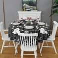 thumbnail image 2 of Black and White Halloween Elements Pattern Round Tablecloth 60"x60",Wrinkle Wipeable Table Cloth for Kitchen Dining Room Picnic Patio Party, 2 of 6