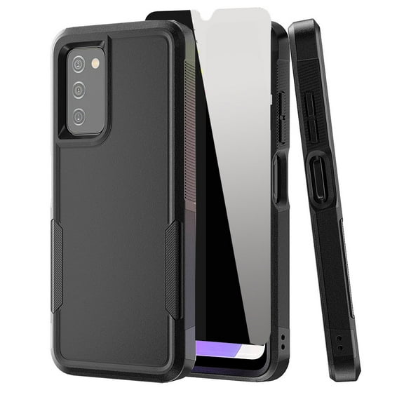 NIFFPD Samsung Galaxy A03S Case with Screen Protector (Anti Spy Privacy) Tough Rugged Shockproof Protective Phone Case for Galaxy A03S Black