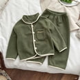 thumbnail image 2 of THDHVS Girls Fall Outfits,Unisex Toddler Solid Fleece Long Sleeve Top Pants Warm Loungewear 2 Piece Set,Toddler Girl Outfits Green 12-13 Years, 2 of 10