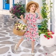 thumbnail image 4 of FORMRS Girls Short Sleeve Dress Summer Casual Round Neck A-line Beach Sundress, Sizes 2T-8T, Pink Tropical Pattern, 4 of 8
