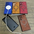 thumbnail image 6 of Luxury Matte Leather Case For Samsung Galaxy S24 S23 S22 S21 Ultra Plus FE Note 20 S 23 22 21 For Magsafe Wireless Full Covers, 6 of 7