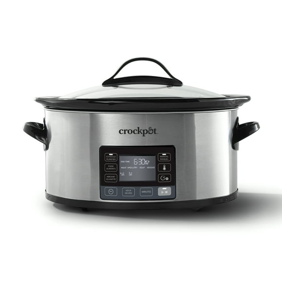 Mijoteuse Crockpot avec cycle de cuisson réglable MonTemps | Mijoteuse programmable 5,7 L pour sept personnes ou plus | Acier inoxydable