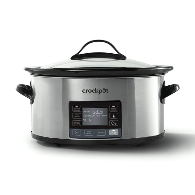 Mijoteuse Crockpot avec cycle de cuisson réglable MonTemps | Mijoteuse programmable 5,7 L pour sept personnes ou plus | Acier inoxydable