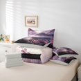 thumbnail image 6 of Homewish Dreamy Cherry Blossom 7 Pieces Full Size Bedding Sets,Japanese Landscape Full Size Bed in a Bag,Purple,Light Gray Reversible, 6 of 8