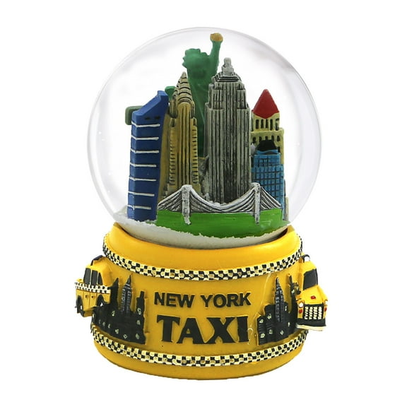 NYC Taxi Skyline Snow Globe
