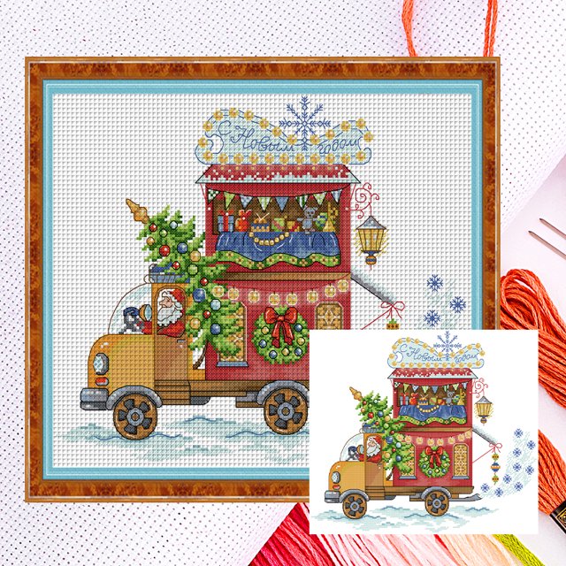 Hilo Algodón Bordado Parcial Punto Cruz Regalo Navidad Contado 14 Quilates 37x32cm