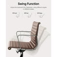 thumbnail image 6 of Cottinch Mid Back Ribbed Genuine Leather Office Chair Adjustable  Ergonomic Computer Chair for Home Office,Brown, 6 of 11