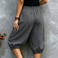 thumbnail image 6 of Jalioing Women's Capri Pants Casual Summer Elastic Waist Cropped Trousers Solid Color Loose Cuffed Capris with Pocket, 6 of 9