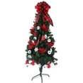 thumbnail image 5 of Lazo rojo para adorno de árbol de Navidad, serpentina de malla para adornos navideños, decoración de corona (negro y rojo), 5 of 5