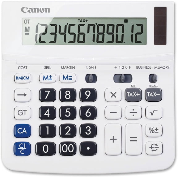 Canon TX-220TS Handheld Display Calculator - Tilt Display, Adjustable Display, Dual Power, Easy-to-read Display, Auto Power Off, Sign Change - Battery/Solar Powered - 1.2" x 5.7" x | Bundle of 5 Each