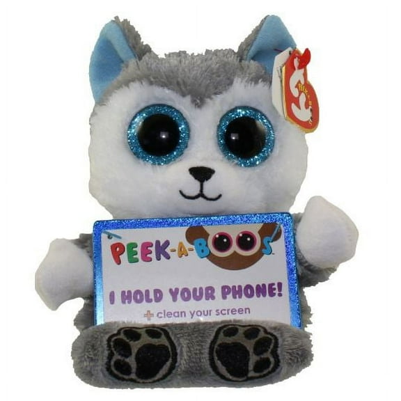 TY Beanie Boos - Peek-A-Boos -SCOUT the Husky Dog (6"  Plush Phone Holder)(BONUS 1 FUN CHOPS & 1 TY CARD)