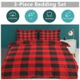 thumbnail image 5 of 3 Pcs Soft Bedding Set, Includes 1 Duvet Cover with Zipper And 2 Pillow Shams,Buffalo Plaid Red Black Queen(90"×90"), 5 of 8