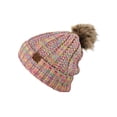 thumbnail image 2 of C.C Thick Cable Knit Faux Fuzzy Fur Pom Fleece Lined Skull Cap Cuff Beanie, Bright Mix, 2 of 4