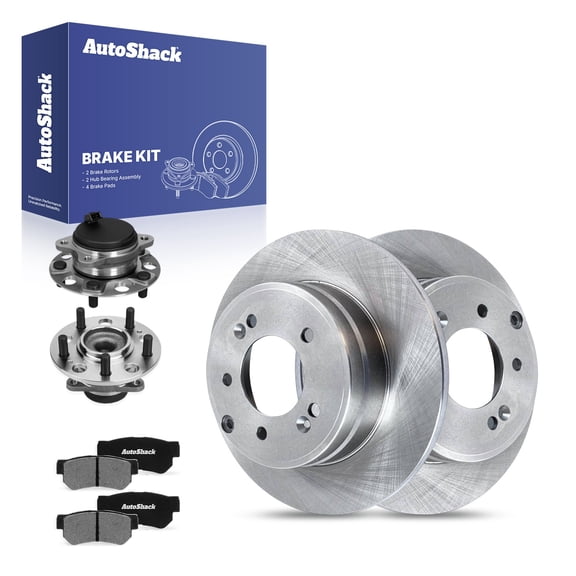 AutoShack Rear Solid Brake Rotors   Ceramic Pads   Hub Bearing Assembly 8-PC Brake Kit Replacement for 2015 Hyundai Sonata 11.18" (284 mm)