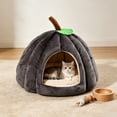thumbnail image 4 of Pumpkin Shape Pet Cave Bed Soft Enclosed Warm Sleeping House for Cats Small Dogs, Removable Cushion Indoor Pet Shelter with Cozy Padding, 4 of 5