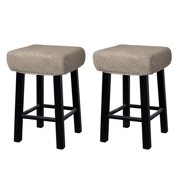2pcs Fundas para Taburetes Rectangulares, Fundas para Taburetes de Bar, Funda para Asiento de Silla de Banco de Madera Marrón