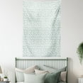 thumbnail image 4 of Neutral Color Tapestry, Repetitive Pebble Like Shapes Along Wavy Stripes Round Elements, Wall Hanging for Bedroom Living Room Dorm Decor, 60W X 80L Inches, Pale Seafoam and White, by Ambesonne, 4 of 5