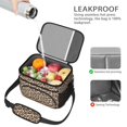 thumbnail image 4 of Brown and Brown Leopard Print Insulated Lunch Box for Women Men, Medium Leakproof Cooler Bag with Adjustable Strap, 10"x6.7"x8", 4 of 6