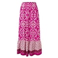 thumbnail image 4 of Gibobby faldas largas de mujer casuales Falda larga de flores bohemias para mujer, cintura alta elástica con bolsillos y cinturón, falda larga, falda plisada, falda de playa,(Rosa, M), 4 of 5
