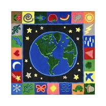 Joy Carpets 1405F EarthWorks 7 ft.7 in. x 7 ft.7 in.  WearOn Nylon Machine Tufted- Cut Pile Educational Rug