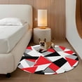thumbnail image 2 of Red Black Triangle Round Area&nbsp;Rug 8ft Color Block Stitching Non-Slip&nbsp;Washable Circle Rugs Soft Felt Indoor Floor Mat for Bedroom Kitchen Living Room Bathroom, 2 of 9