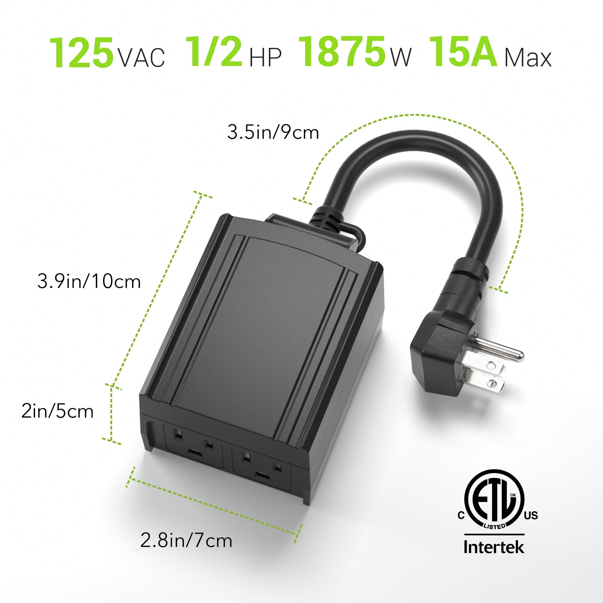 BN-LINK 24 Hour Heavy Duty Mechanical Timer, Outdoor Timer Outlet Waterproof with 30 Minutes Intervals, 2 Grounded Outlets for Christmas Lights Pool Pump,15A 1/2HP, ETL Listed