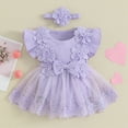 thumbnail image 2 of NOLDARES Little Girls A-Line Dress Cute Pattern Short Sleeve Casual Toddler Girl Dresses for Party 1-8 Years(Purple,3-6 Months), 2 of 4