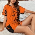 thumbnail image 4 of Fuzoiu Halloween Bats Print Women's Short-Sleeved Pajama Set,Lounge Sleepwear Set,Womens Pajama Sets 2 Piece,Button-Up Top and Shorts with Pockets-3X-Large, 4 of 7