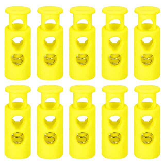 Unique Bargains 30Pack 4mm Cord Lock Plastic Double Hole Spring Toggle Stoppers, Light Yellow