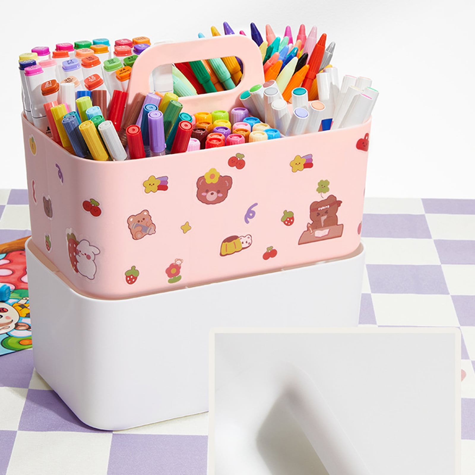 Large Capacity Desktop Stationary with Handle Watercolor Marker Caddies Art Supply Storage Holder
