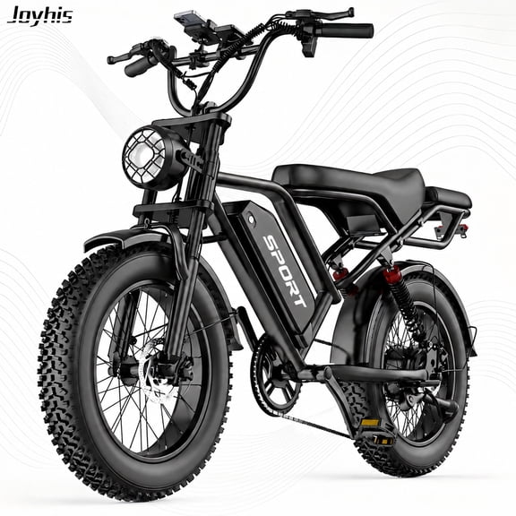750W Electric Mountain Bike for Adults, 1500W Peak Motor, 20 MPH 20" x 4" Fat Tire E-Bike, 48V 18Ah Removable Battery, Up to 45 Miles, Full Suspension, 7-Speed, 2-Seater, UL2849 Certified