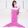 thumbnail image 1 of Couverture Queue de Sirène Douce Crochet Sac de Couchage Couverture pour Enfants Adultes, Rose Rouge 195*95cm, 1 of 7