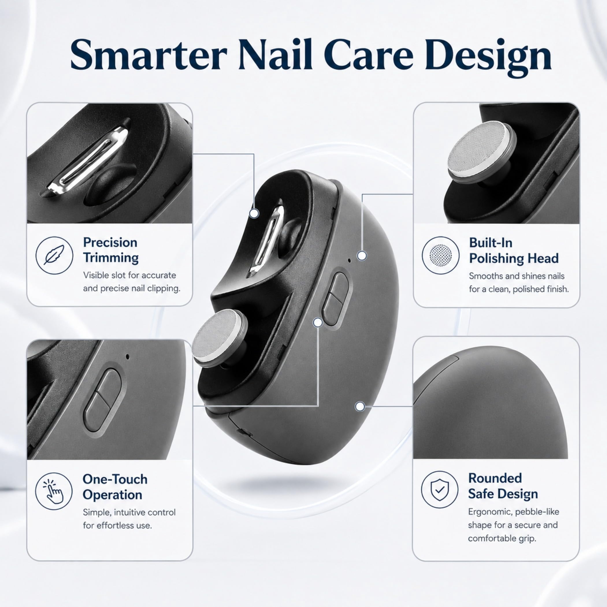 2-in-1 Smart Electric Toe Nail Clipper for Seniors